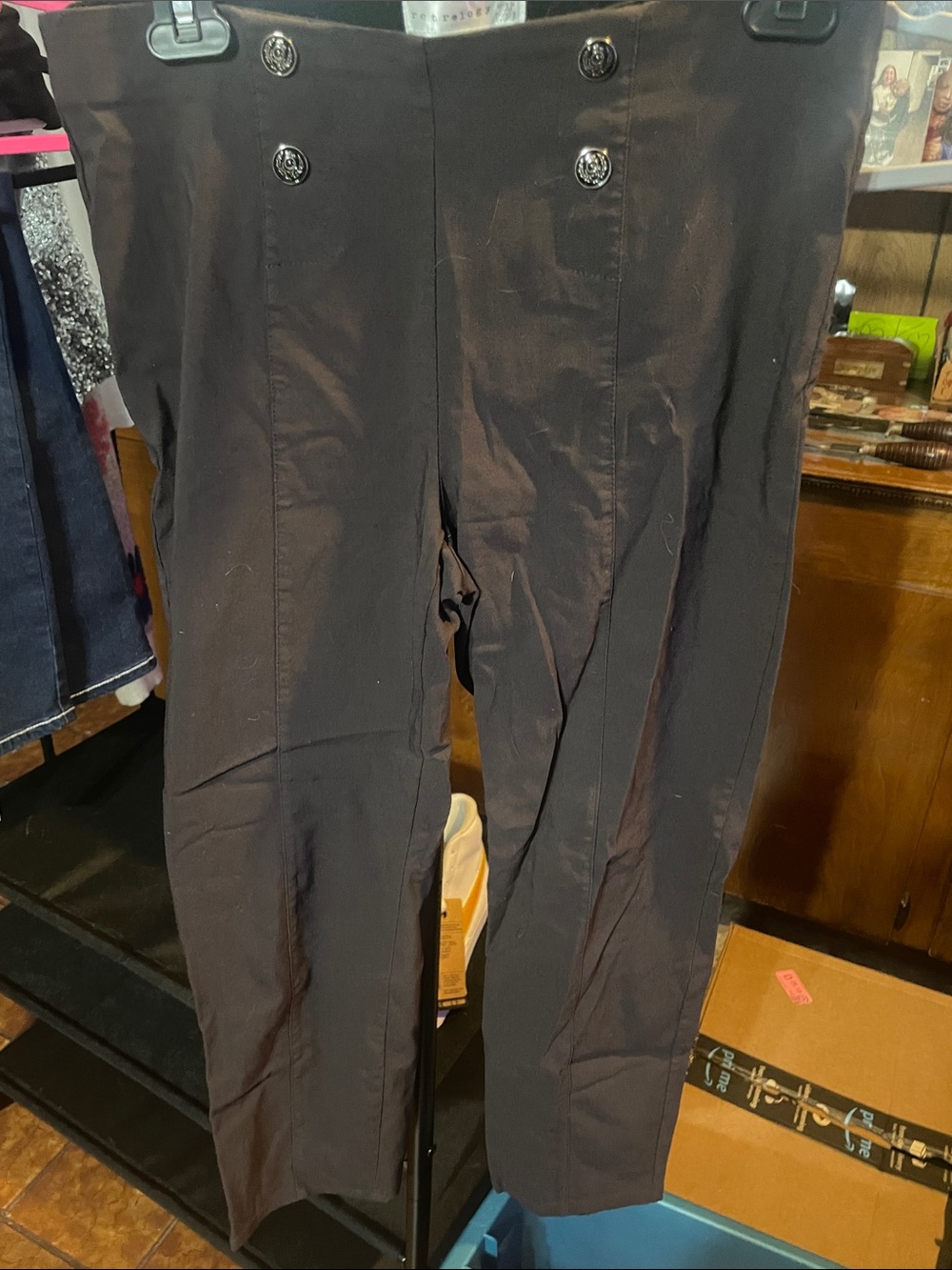 High-Waist Cropped Black Sailor Pants